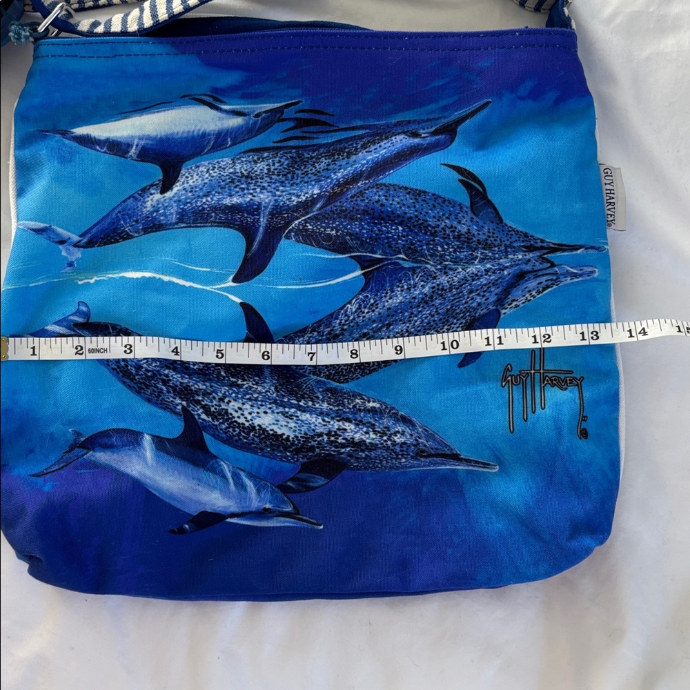 Guy Harvey Blue Dolphin Print Crossbody Bag - Picture 10 of 12